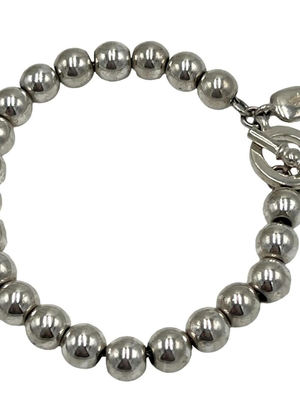 Vintage Ralph Lauren Silvertone beaded Ball toggle coasp